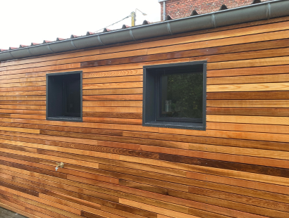 Bardage en bois en gros plan